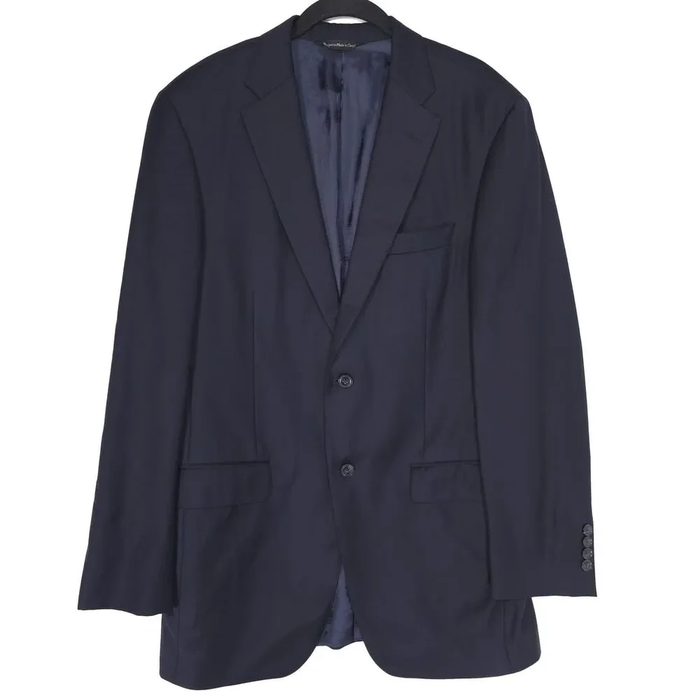 SAMUELSOHN Men's Navy Sport Coat Navy 40L Super 120s Wool UNION MADE UTIS CANADA